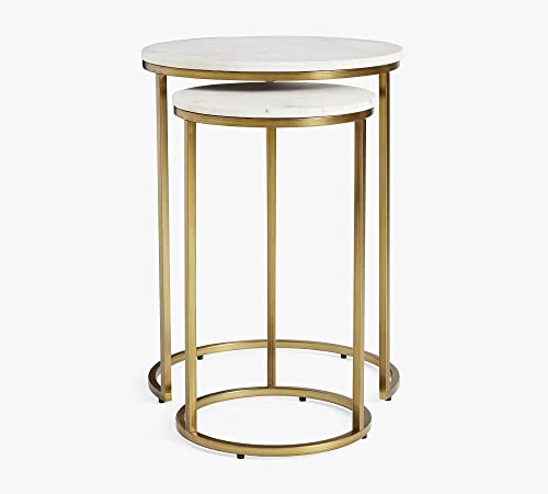 Nesting Side Tables, Gold & White, Set of 2 - Image 5