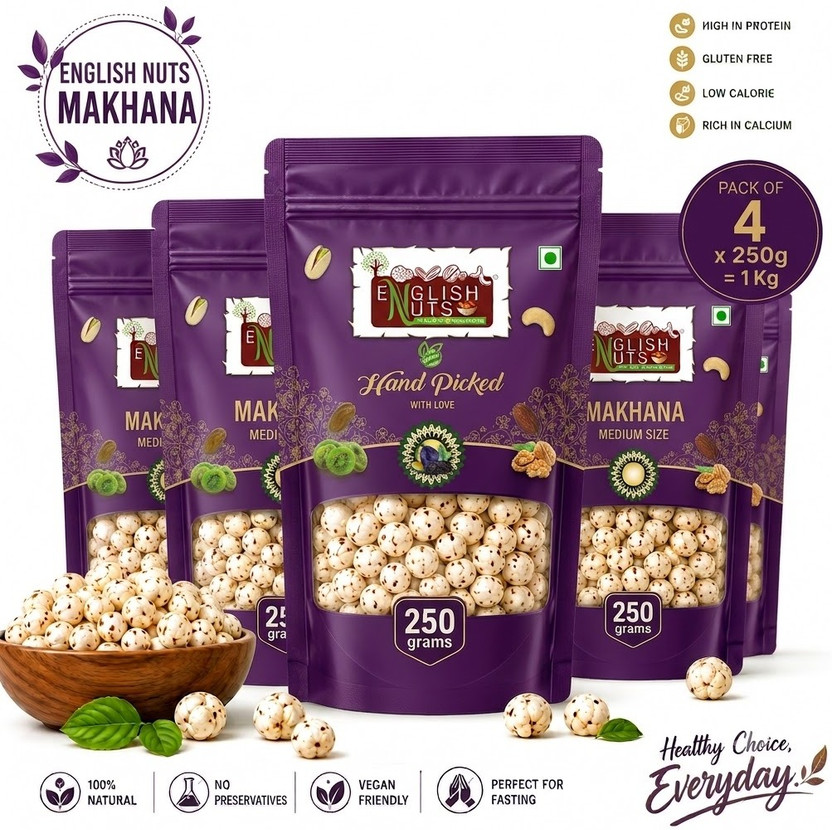 ENGLISH NUTS Classic Makhana Makhana (4 x 250 g)