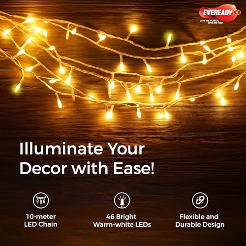 EVEREADY UTSAV 33 FEET, 46 LEDs String Lights, Warm White, Pk 1 - Image 3