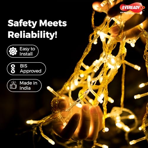EVEREADY UTSAV 33 FEET, 46 LEDs String Lights, Warm White, Pk 1 - Image 5