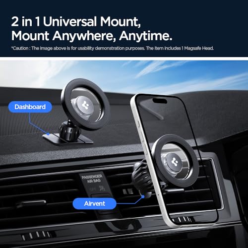 Spigen Magnetic Air Vent & Dashboard Car Mount - Black - Image 3