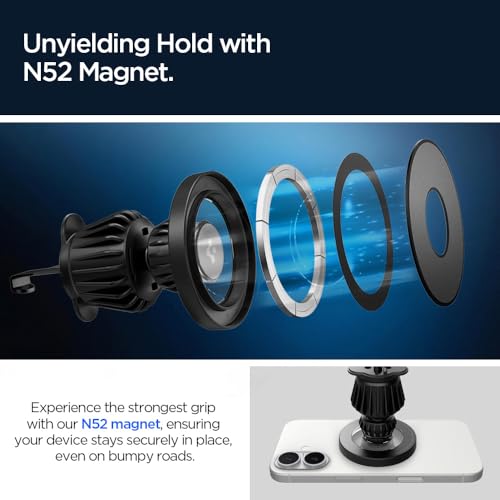 Spigen Magnetic Air Vent & Dashboard Car Mount - Black - Image 5