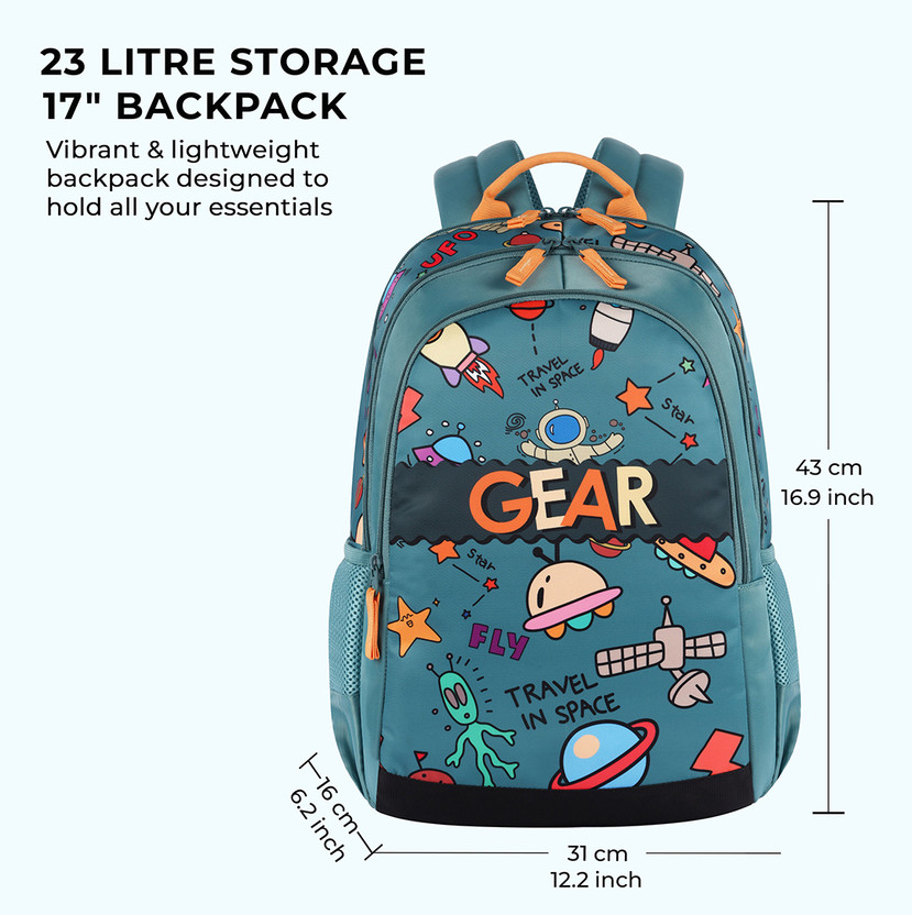 Gear Medium 23 L Backpack Cartoon Space 17" (Green) - Image 3