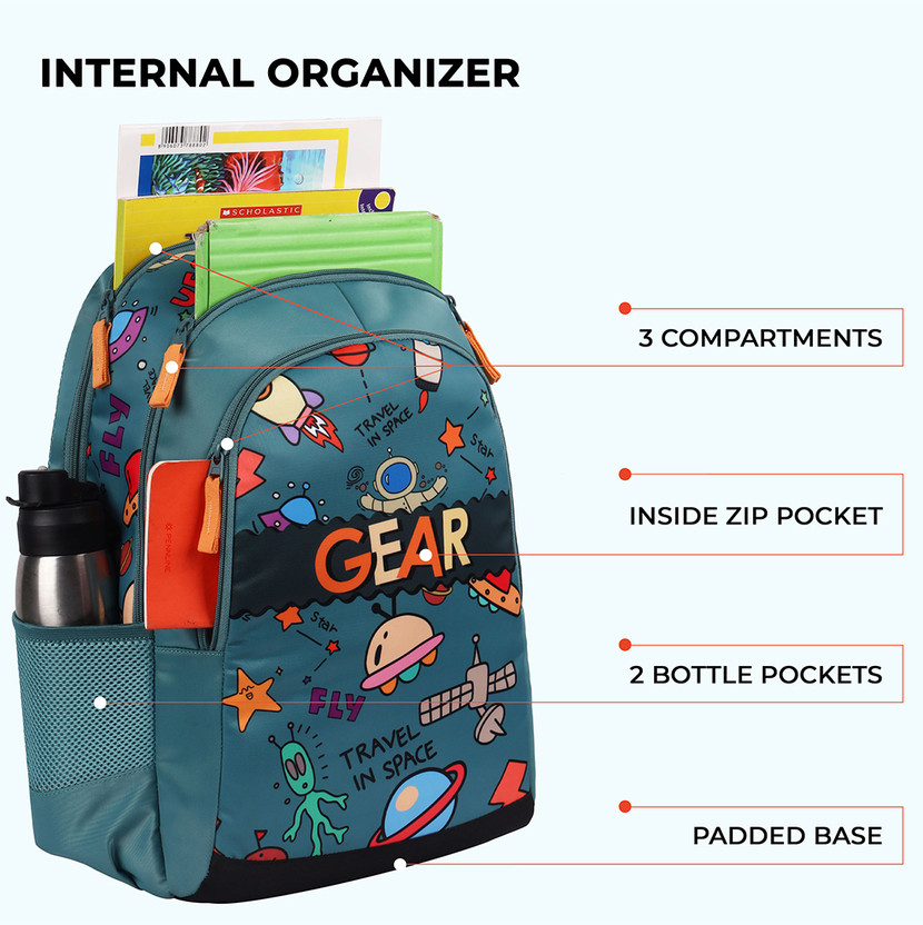 Gear Medium 23 L Backpack Cartoon Space 17" (Green) - Image 4