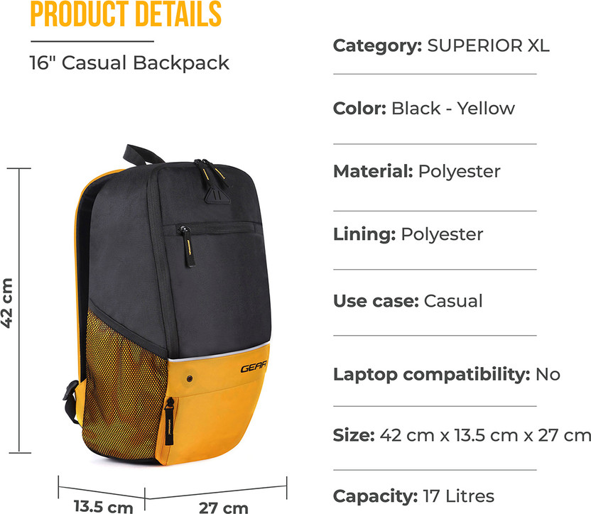 Gear Small 17 L Backpack SUPERIOR XL BACKPACK (Black) - Image 5