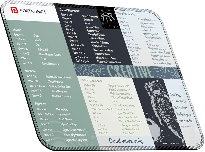 Portronics Comfipad 3 Mouse Pad, Windows Shortcuts Design, Non-Sl...more