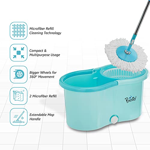 Amazon Brand - Presto! Spin Mop with Plastic Bucket Set, Blue - Image 3