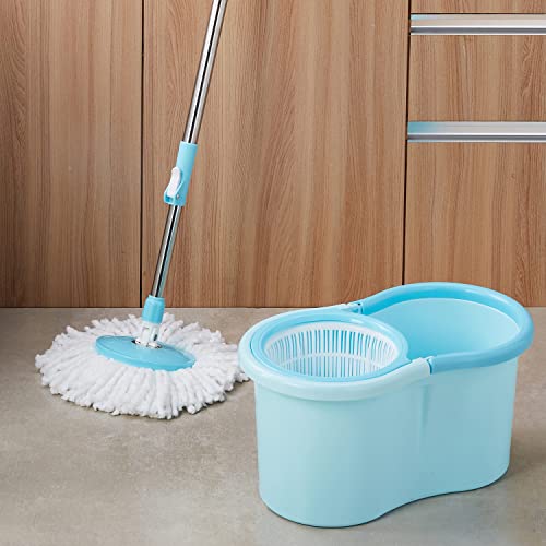Amazon Brand - Presto! Spin Mop with Plastic Bucket Set, Blue - Image 4