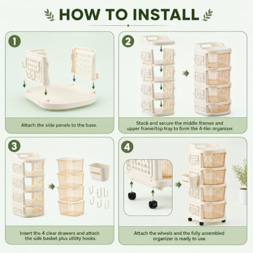Homeor 4 Tier Plastic Storage
