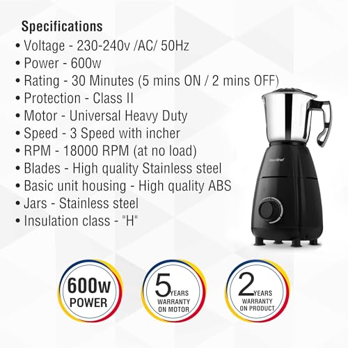 Greenchef Jawa 600W Mixer Grinder