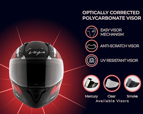 Vega Bolt Bunny Dull Black Red Helmet-L - Image 3