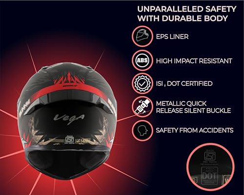Vega Bolt Bunny Dull Black Red Helmet-L - Image 4