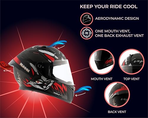 Vega Bolt Bunny Dull Black Red Helmet-L - Image 6
