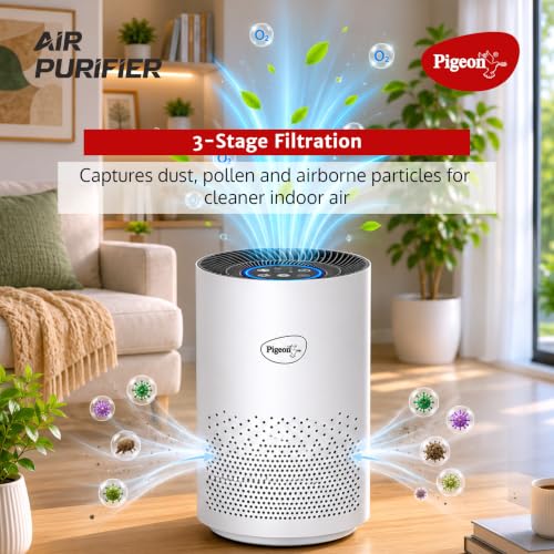 Pigeon Air Purifier for Home, HEPA H13, 99.99% PM2.5, White, 235 Sq Ft - Image 2