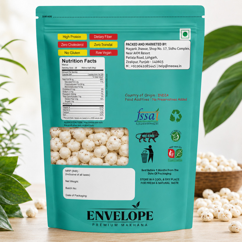 Envelope Dryfruits Plain Makhana Fox Nuts Makhana (4 x 250 g) - Image 2