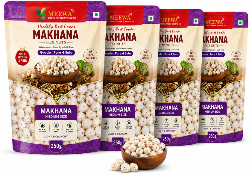 Envelope Dryfruits Plain Makhana Fox Nuts Makhana (4 x 250 g) - Image 7