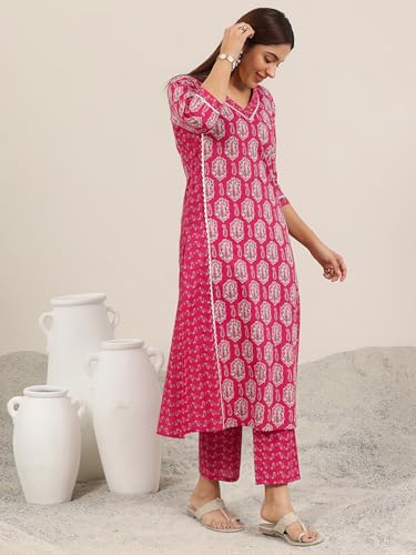 Libas Printed Pure Cotton Straight Kurta with Trouser Suit - Image 2