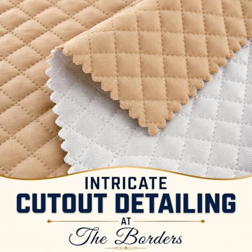 KIB 200 TC Beige Velvet Usey Quilting Bedsheet Runner Set - Image 2