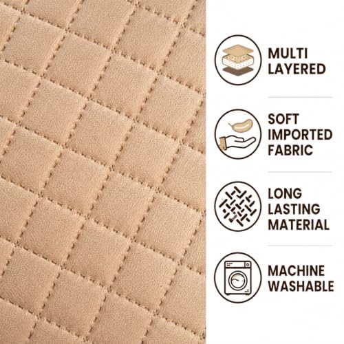 KIB 200 TC Beige Velvet Usey Quilting Bedsheet Runner Set - Image 3