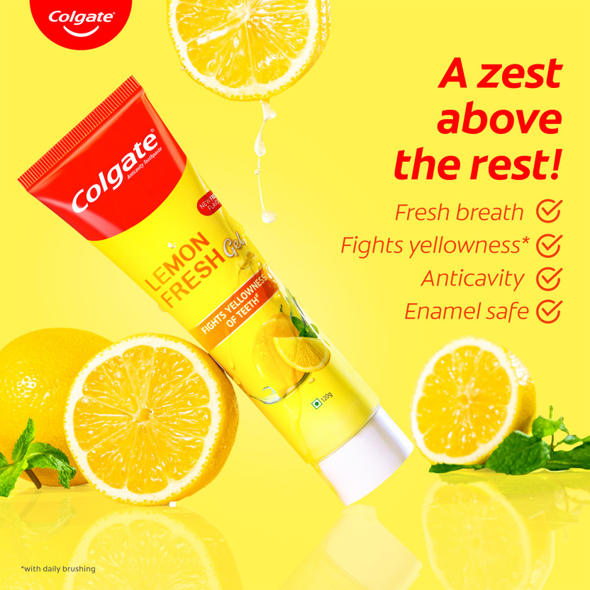 Colgate Lemon Fresh Whitening Gel Toothpaste (480 g, Pack of 4) - Image 5