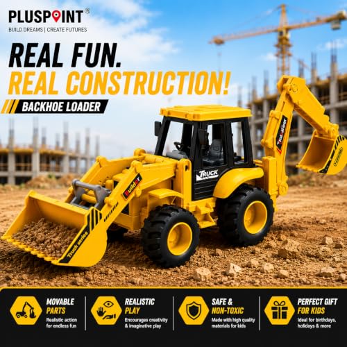PLUSPOINT Excavator Toy Construction Realistic