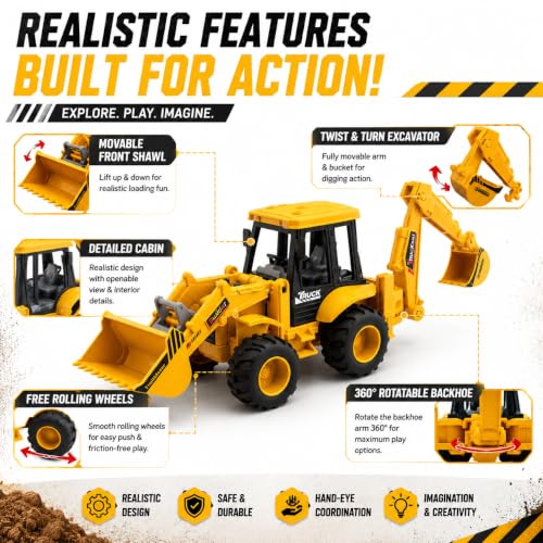 PLUSPOINT Excavator Toy Construction Realistic