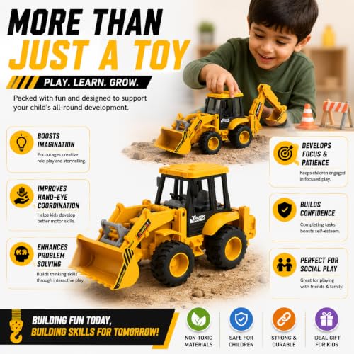 PLUSPOINT Excavator Toy Construction Realistic