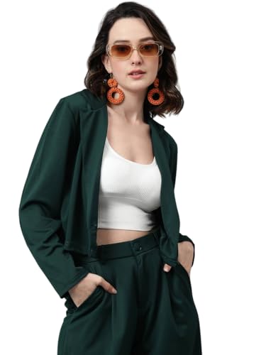 KOTTY Women's Solid Single Breasted Casual Blazer