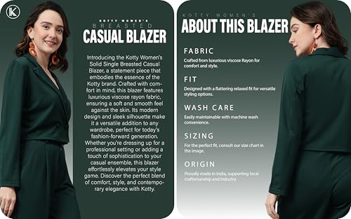 KOTTY Women's Solid Single Breasted Casual Blazer - Image 7