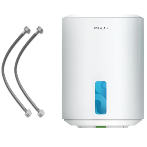 POLYCAB Emerald Plus 5-Star 10 Litre Water Heater (Geyser) | Free Connecting Pipe | 5-Year Tank Warranty| Faster Heating, For High Rise BuildingShock Resistant (White)