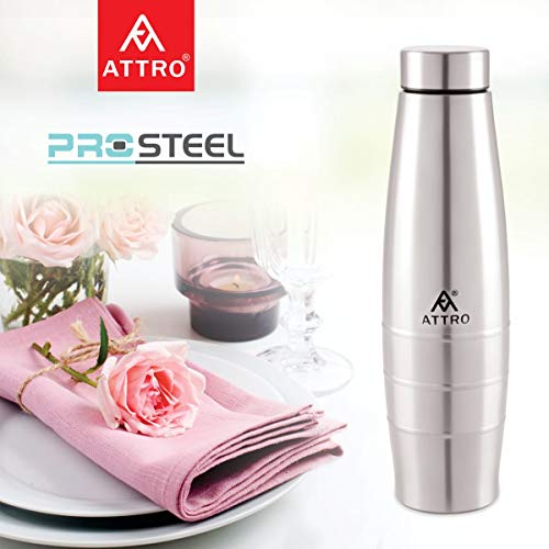 Attro Aqua Stainless Steel Water Bottle,Set of 6,1000 ml,Silver - Image 5