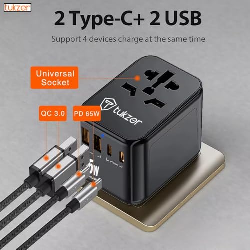 Tukzer 65W Universal Travel Adapter
