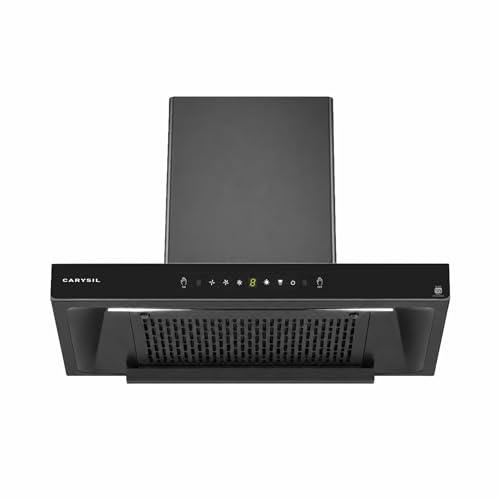 Carysil AeroSync 60 cm Kitchen Chimney, T- Shape, 1500 m³/hr Suction, Auto-Clean Filterless, 3-Speed Touch & Gesture Control, LED Lamp, 10-Year Warranty - Black
