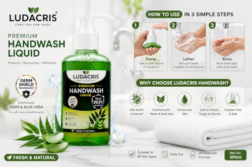 LUDACRIS Premium Handwash Liquid with Neem & Aloe Vera, 300ml - Image 2