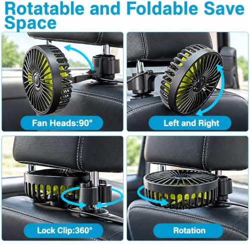 USB Car Backseat Fan, 3 Speeds 360 Degree Rotatable multipurpose use - Image 4