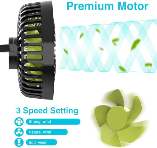 USB Car Backseat Fan, 3 Speeds 360 Degree Rotatable multipurpose use - Image 5