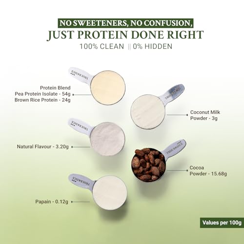 TrueBasics Clean Plant Protein Powder, Chocolate, 1kg - Image 4