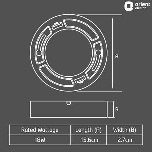 Orient Electric 18W Rimless Round