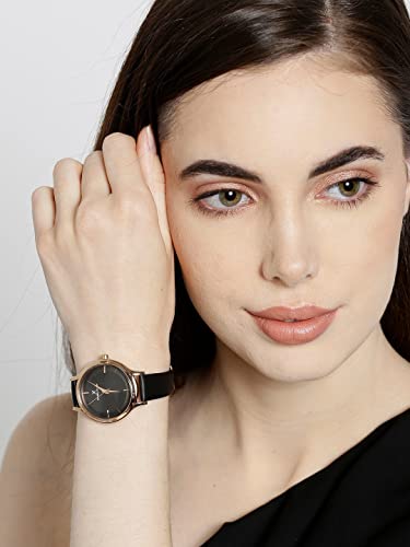 Daniel Klein Analog Black Dial Women's Leather Watch-Dk11676-5 - Image 6