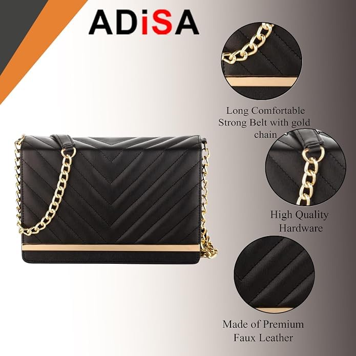 ADISA Women's Chevron Quilted Crossbody