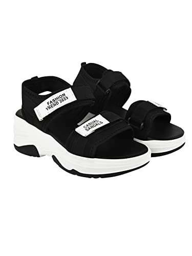 Shoetopia girls Jojo Black Sandal - 4 UK (Girls-Jojo-Black)