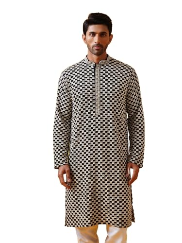 SOJANYA (Since 1958 Men's Cotton Thread Embroidered Long Kurta
