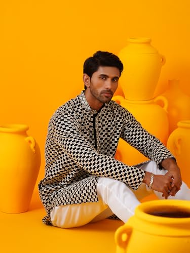 SOJANYA (Since 1958 Men's Cotton Thread Embroidered Long Kurta - Image 2
