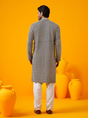 SOJANYA (Since 1958 Men's Cotton Thread Embroidered Long Kurta - Image 4