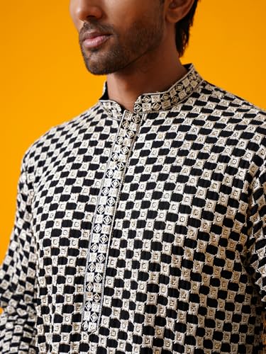 SOJANYA (Since 1958 Men's Cotton Thread Embroidered Long Kurta - Image 5