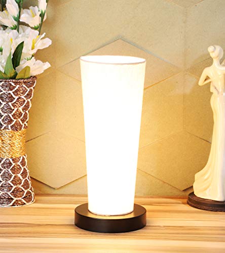 tu casa Off White Cotton Flex Shade with Black Metal-Iron Base Table Lamp | Elegant Bedside & Desk Lamp for Bedroom, Living Room, Office, Home Décor & Gifting (Height : 14 Inch/No Blub Included)