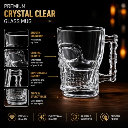 CELLO Skull Glass Beer Mug