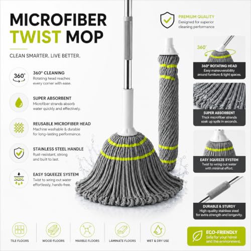 Microfiber Twist Mop with Long