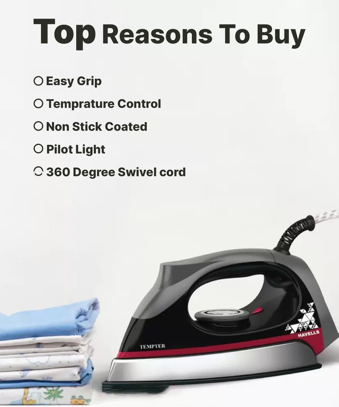 HAVELLS GHGDICNK100 1000 W Dry Iron (Black) - Image 3