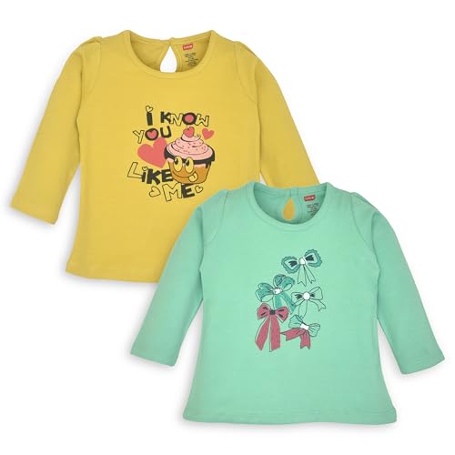 LuvLap Baby Girls 100% Cotton Full Sleeve Girls Top, Pack of 2